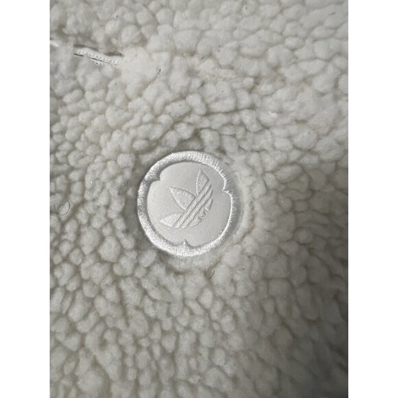Adidas Wings & Horn Off White Sherpa Jacket Coat Men Size L Button Down Front - Picture 6 of 12